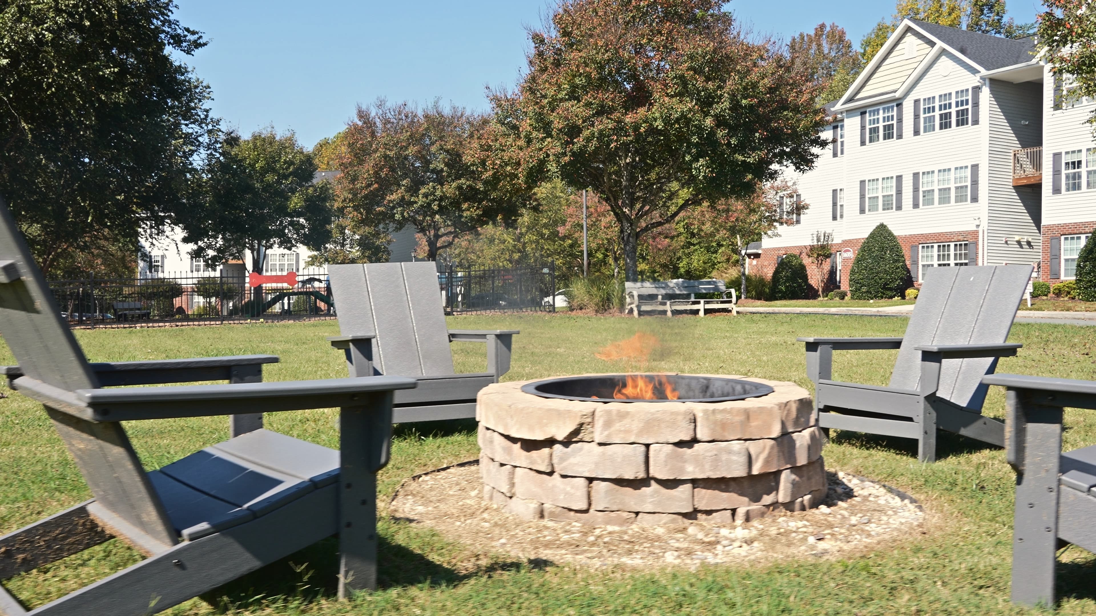 The fire pit at The Pointe at Peters Creek