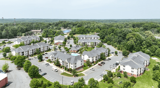 Birds eye view of The Pointe at Robinhood Village